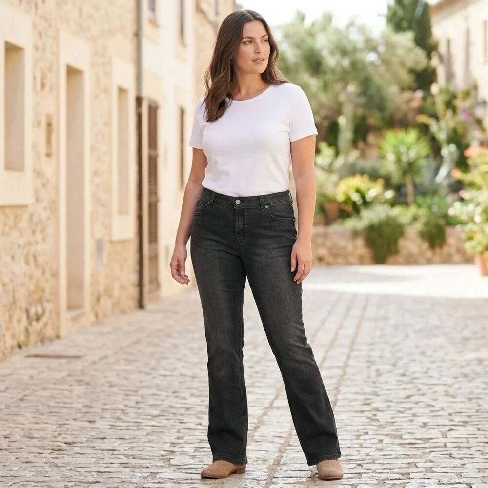 marks & spencer black mix Cotton, Elastane Lycra® denim jeans | Sz UK 14 Long